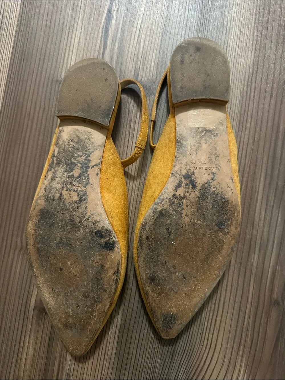 Everlane The Editor Suede Pointed-Toe Slingback Flats in Mustard - Women Shoes